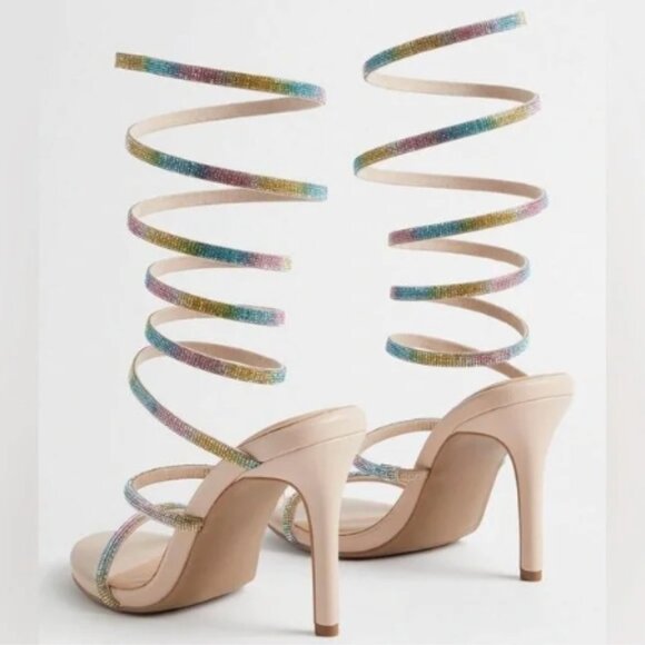 Size 8 - TORRID - Lace Up Rainbow Embroidered Heel Sandal Wide Width NEW - Picture 6 of 7